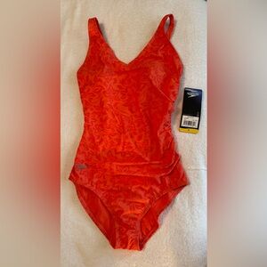 Speedo Women's Vibrant Red Floral One Piece